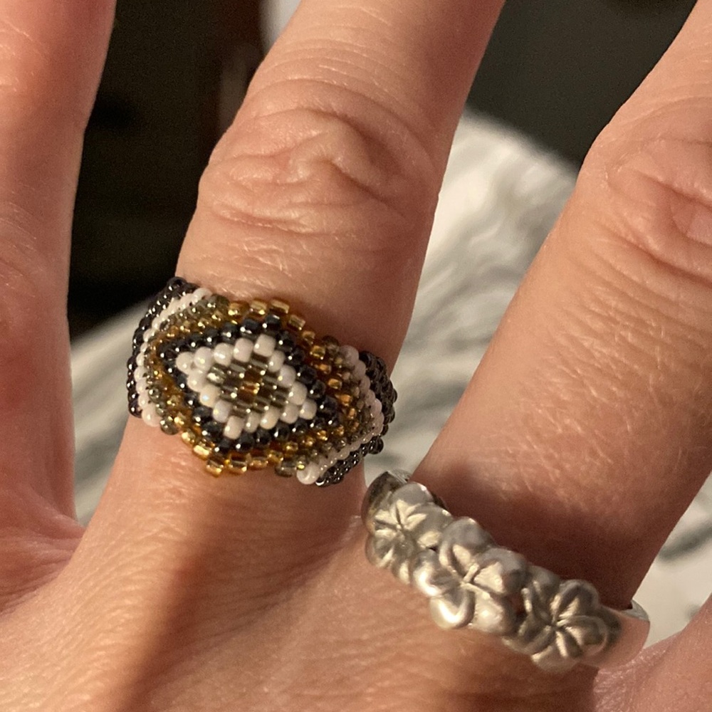 Gorgeous hand beaded ring from bali size 6/7